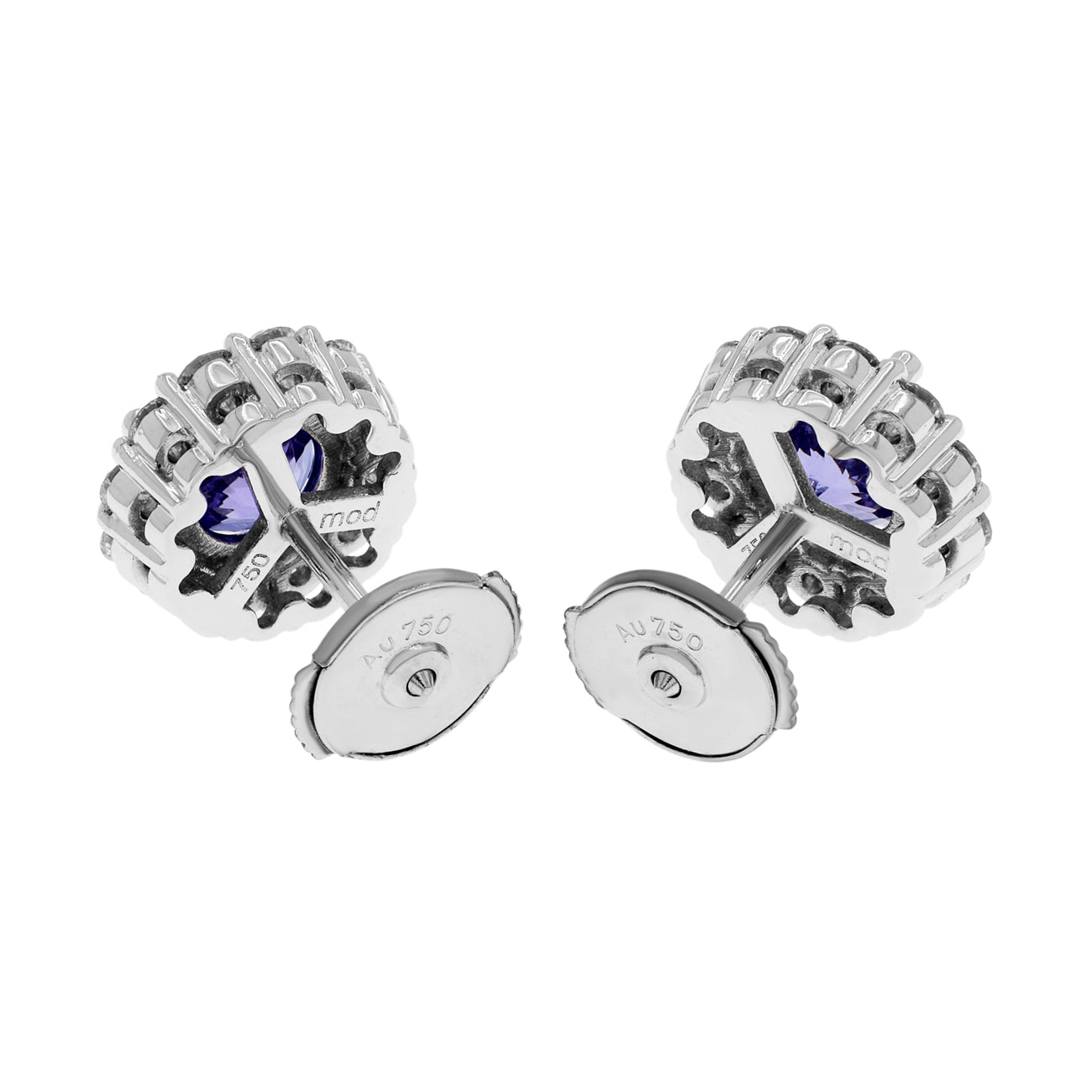 Exclusive 18K White Gold 2.30 Carat Tanzanite Earrings — Side View