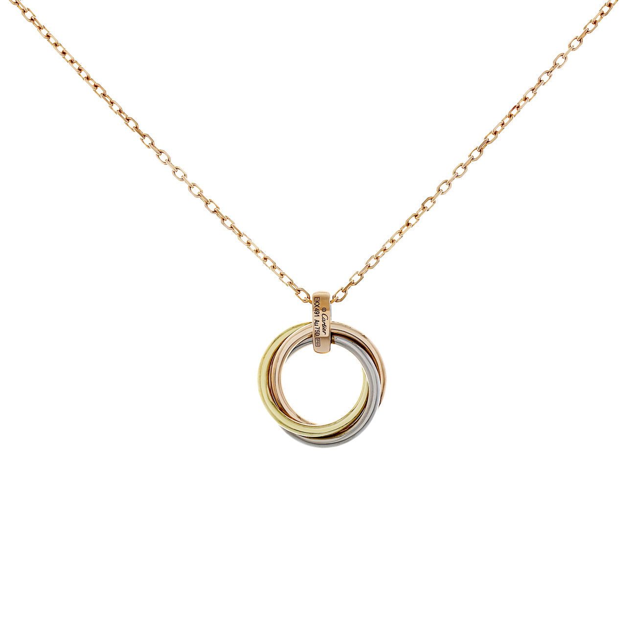 Exclusive Cartier 18K Diamond Trinity Pendant Necklace — Side View