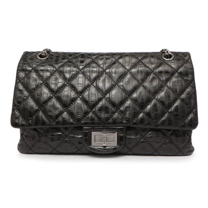 Exclusive Chanel Black Metallic Striped 2.55 Reissue Double Flap 227 — Side View