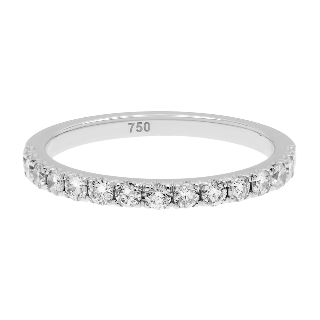 Exclusive 18K White Gold Diamond Half Eternity Band Ring — 3.75 — Front View