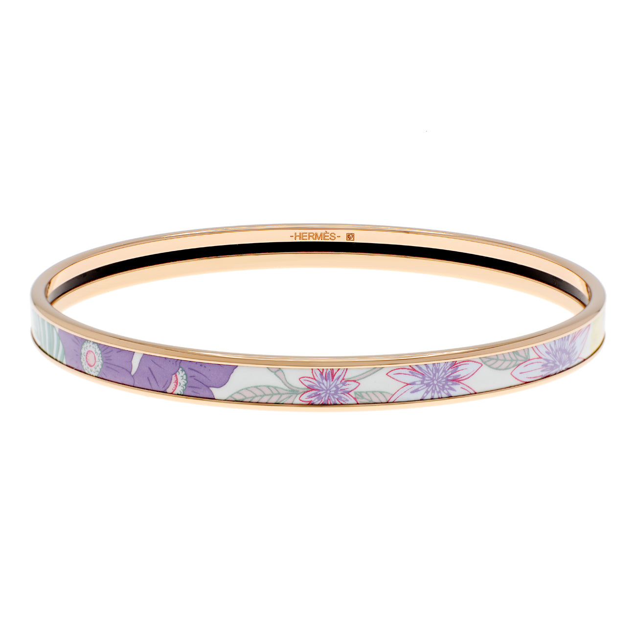 Exclusive Hermes Enamel Printed Precious Paradise Bangle — Front View