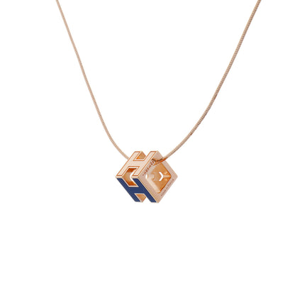 Exclusive Hermes Lacquered Cage d'H Pendant Necklace — Side View