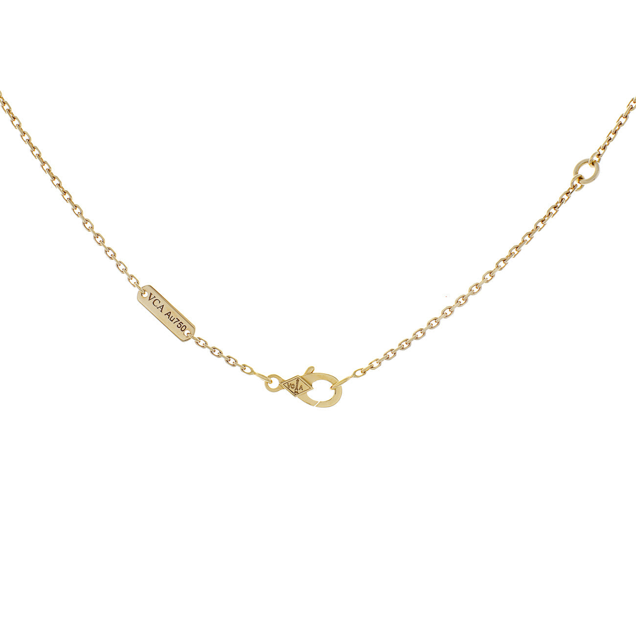 Exclusive Van Cleef & Arpels 18K Yellow Gold Diamond Vintage Alhambra Pendant Necklace — Back View