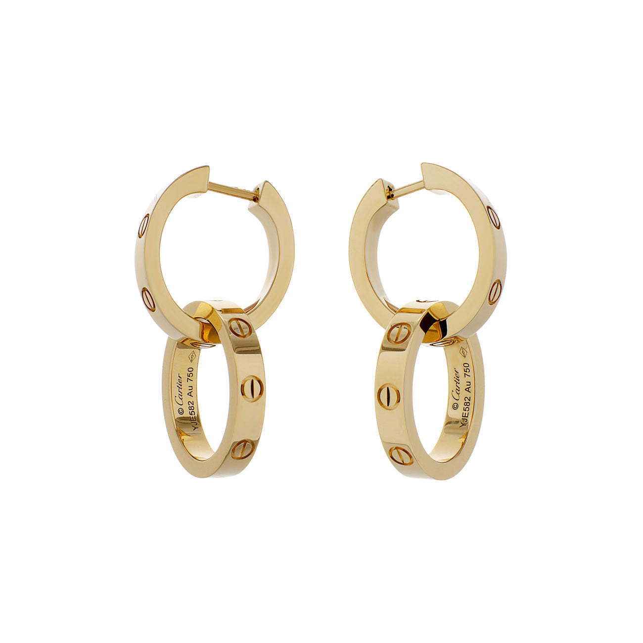 Exclusive Cartier 18K Yellow Gold Multiwear Love Earrings — Side View