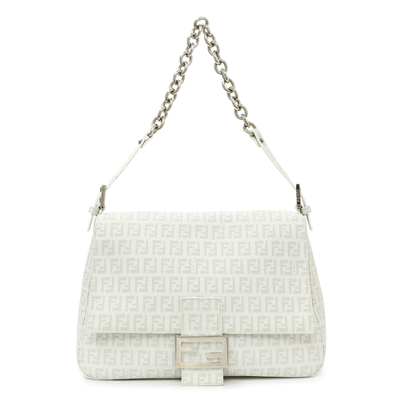 Exclusive Fendi White Zucchino Mama Baguette — Front View