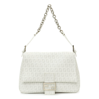 Exclusive Fendi White Zucchino Mama Baguette — Front View