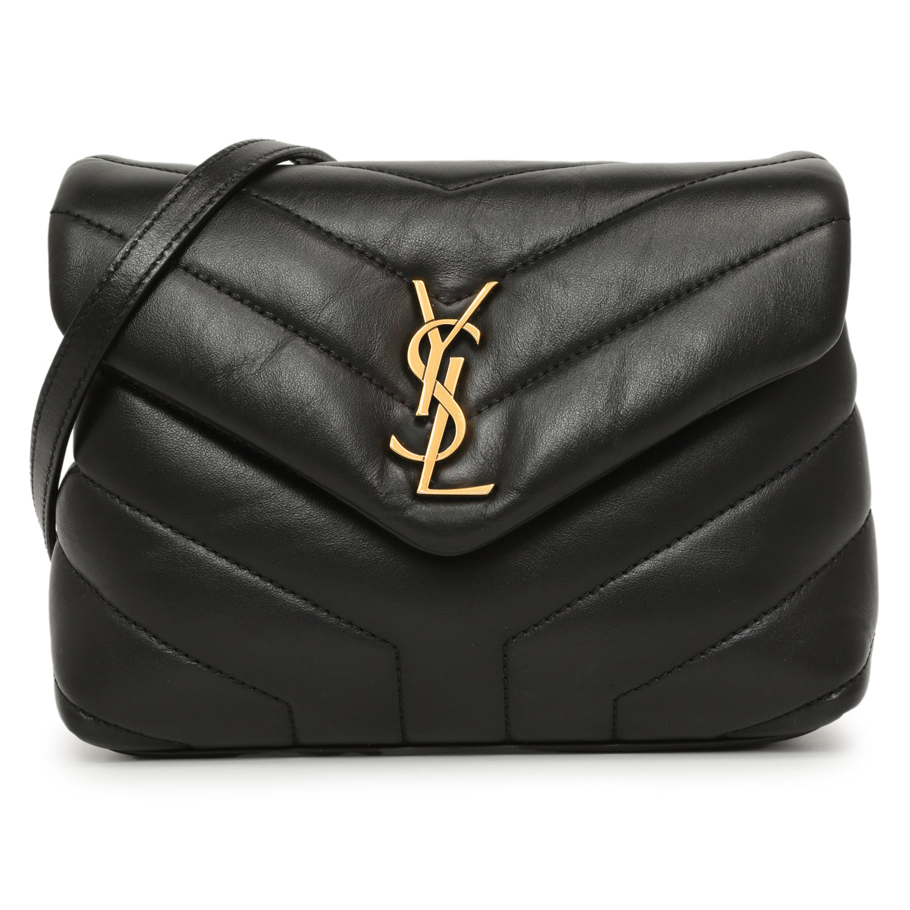 Exclusive Saint Laurent Black Calfskin Monogram Toy Loulou Crossbody — Front View