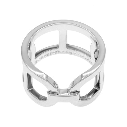 Exclusive Hermes Sterling Silver Medium Ever Chaine D'Ancre Ring — Front View