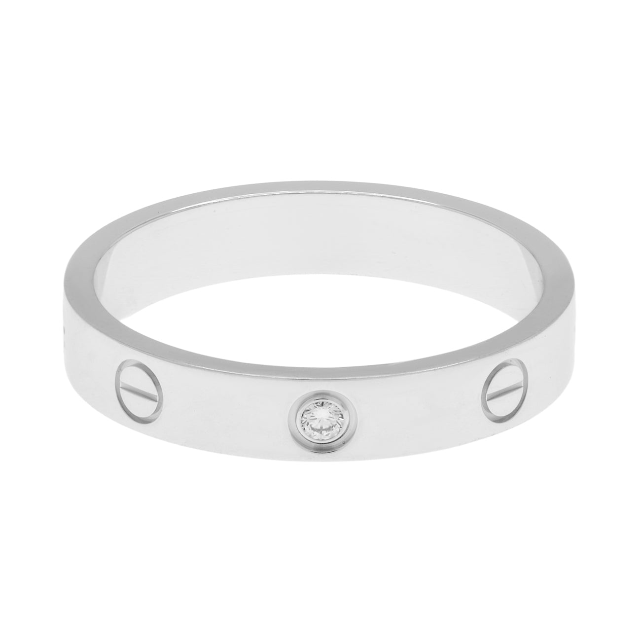 Exclusive Cartier 18K White Gold Diamond Love Wedding Band — Front View
