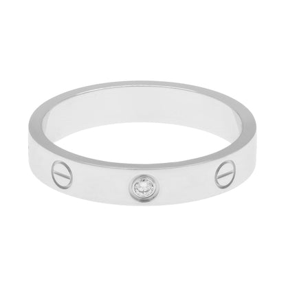 Exclusive Cartier 18K White Gold Diamond Love Wedding Band — Front View
