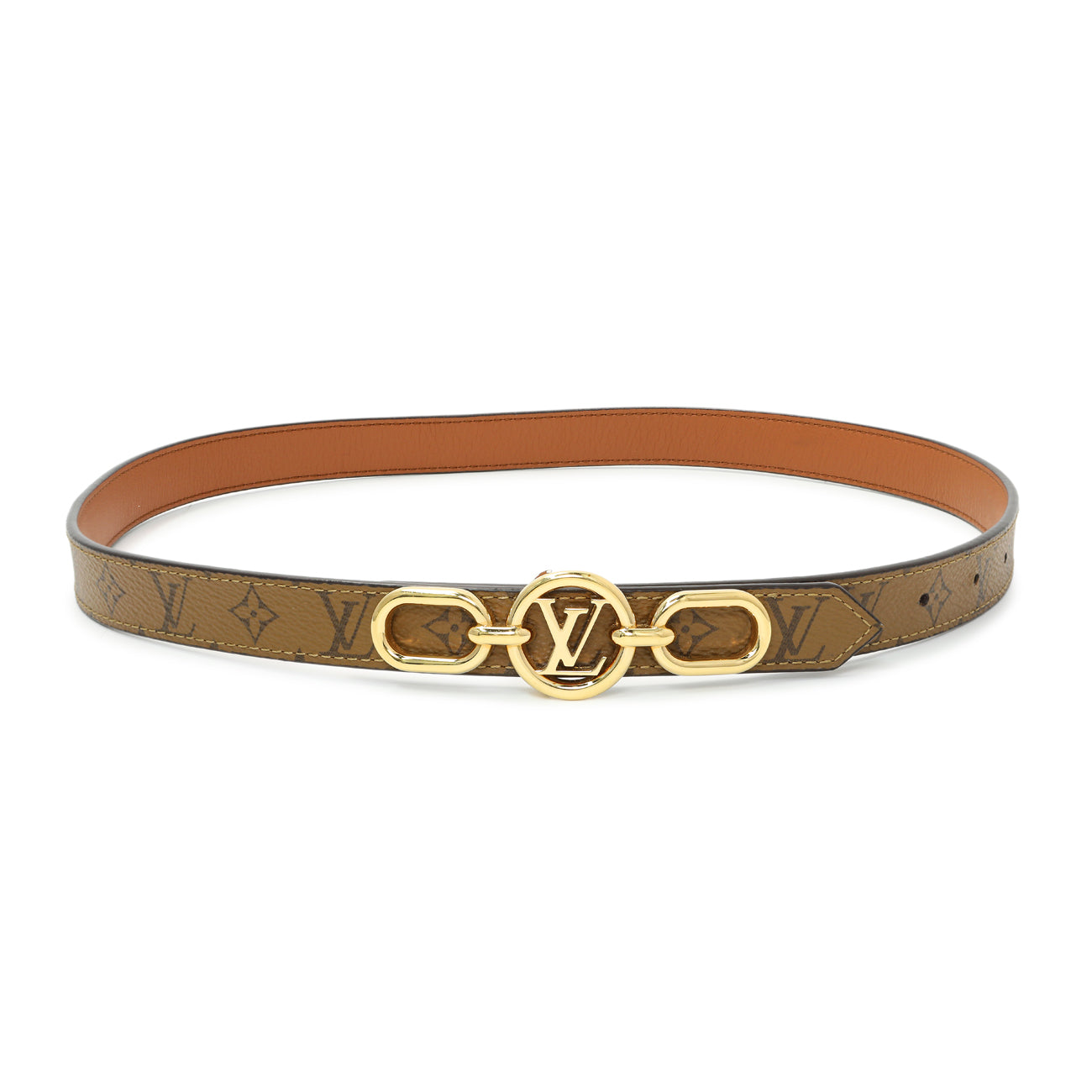 Exclusive Louis Vuitton Reverse Monogram LV Cricle Prime Reversible Belt — Front View