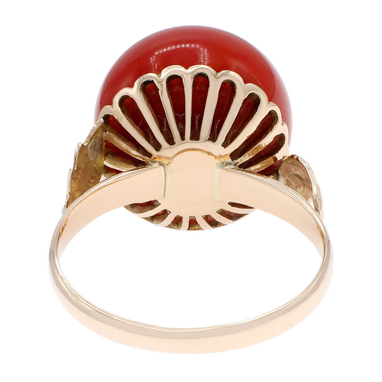 Exclusive 14K Rose Gold 13.5mm Coral Ring — 4.25 — Side View