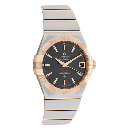 Exclusive Omega Stainless Steel 18K Rose Gold Constellation 123.20.38.21.06.001 — Front View