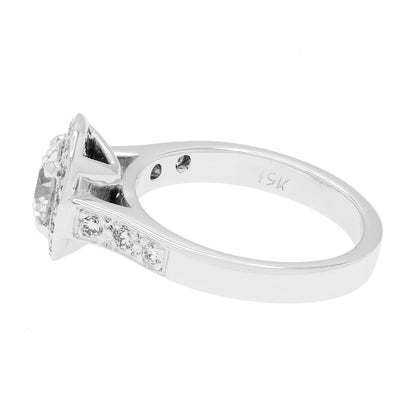 Exclusive 19K White Gold 0.68 Carat Diamond Halo Ring — 3.5 — Side View