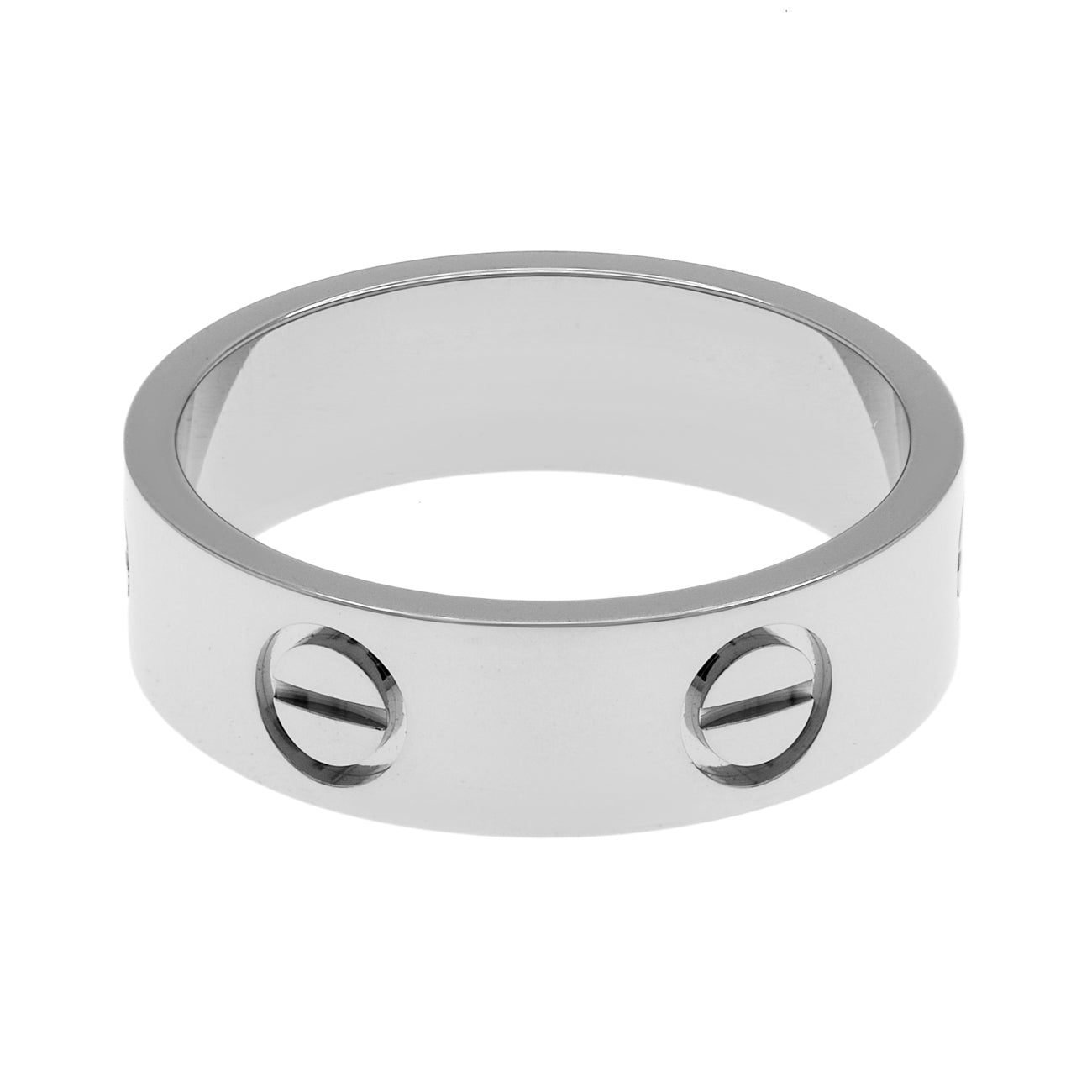 Exclusive Cartier 18K White Gold Classic Love Ring — Side View