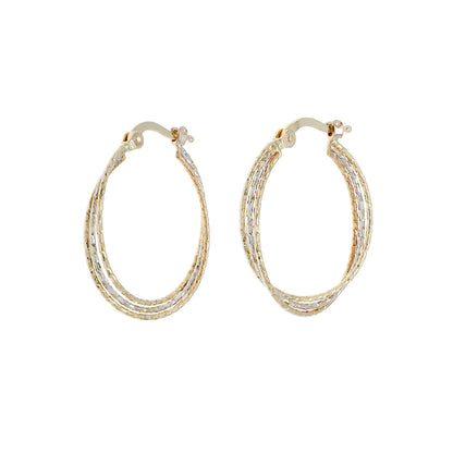 Exclusive 10K Tri-Gold Hoop Earrings — Front View
