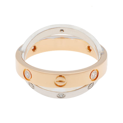 Exclusive Cartier 18K Pink Gold White Gold 6 Diamond Love Ring — Side View