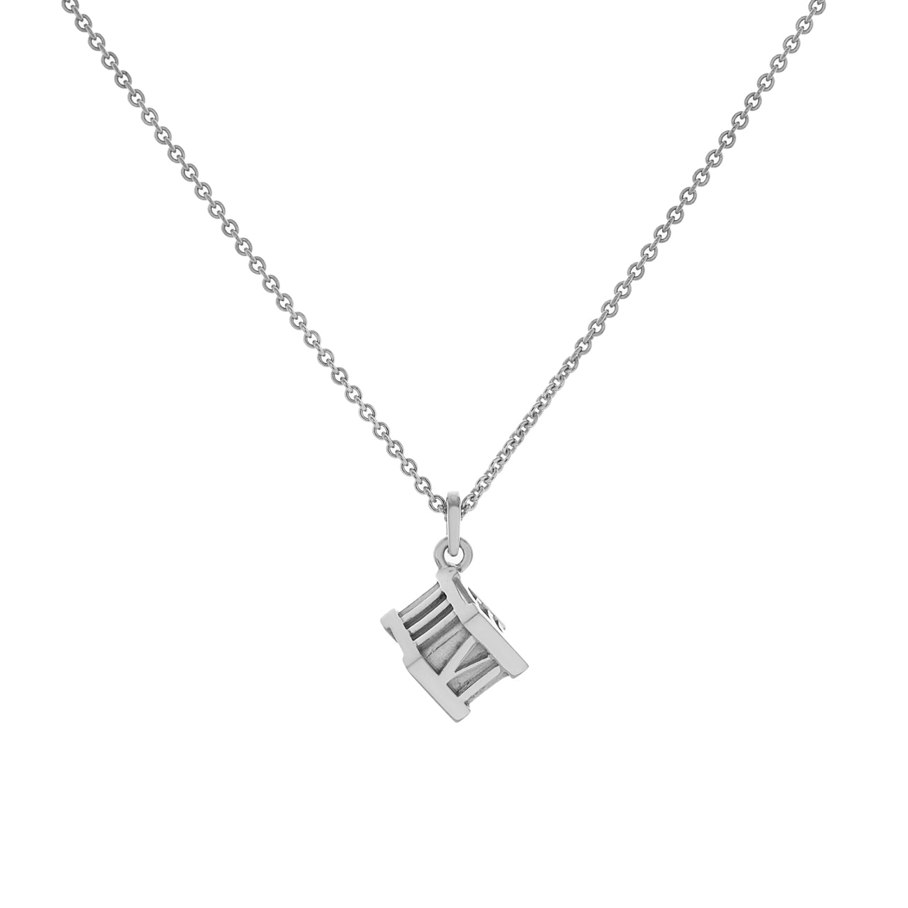 Exclusive Tiffany & Co. Sterling Silver Atlas Cube Pendant Necklace — Side View