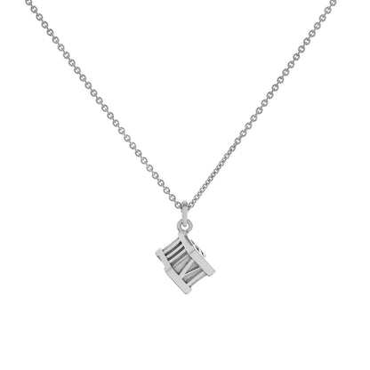 Exclusive Tiffany & Co. Sterling Silver Atlas Cube Pendant Necklace — Side View