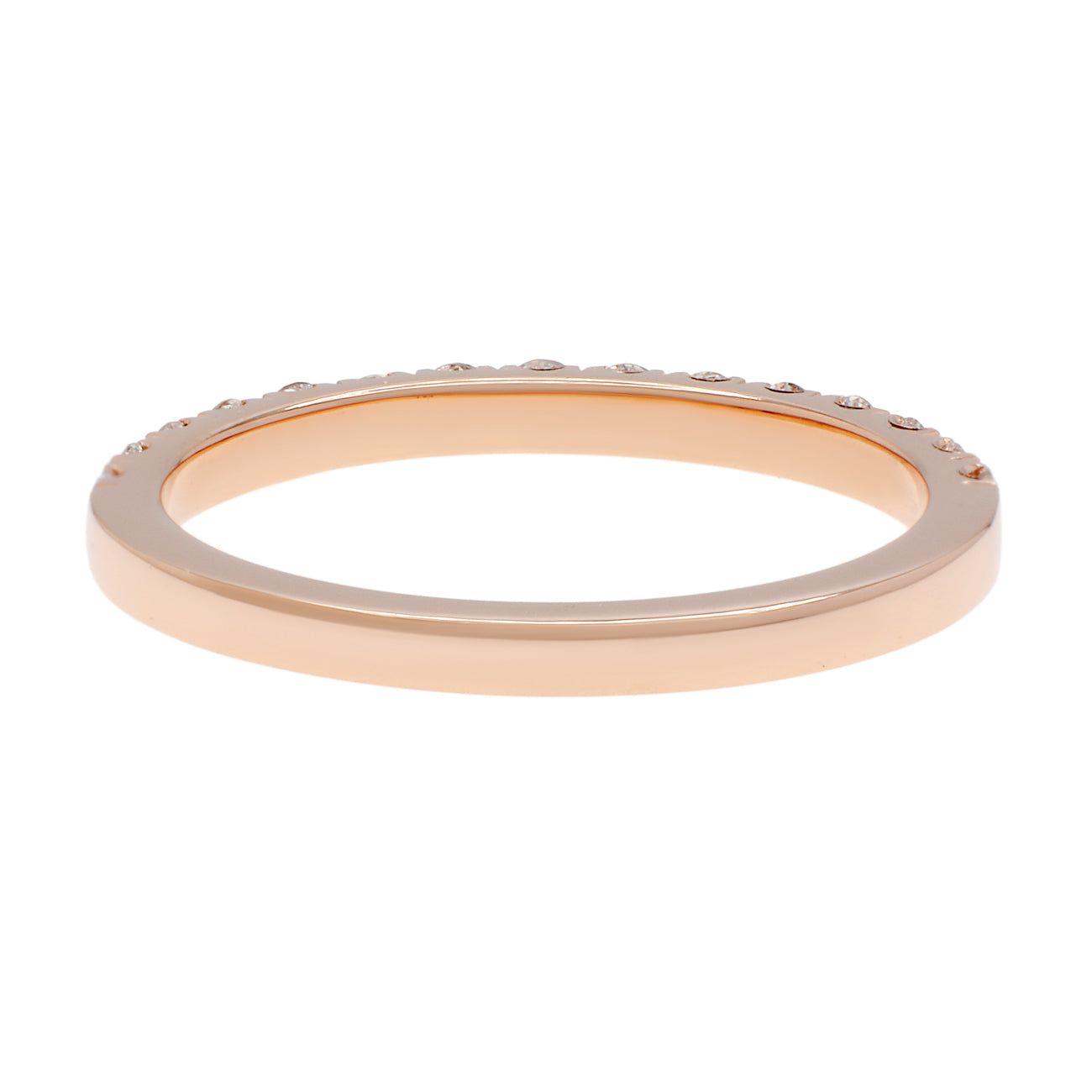 Exclusive 18K Rose Gold Diamond Half Eternity Band Ring — 3.5 — Side View