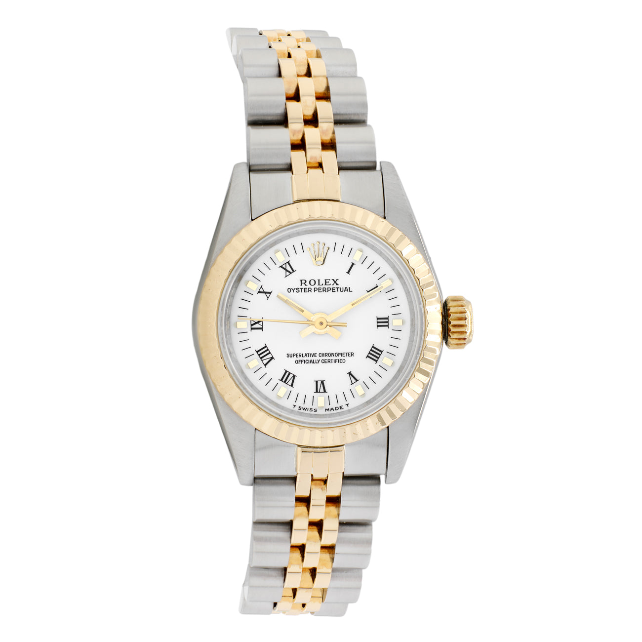 Exclusive Rolex Stainless Steel 18K Yellow Gold Oyster Perpetual 67193 — Front View