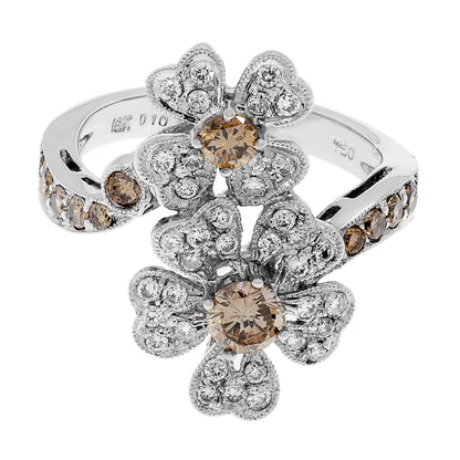 Exclusive 18K White Gold 1.02 Carat Floral Diamond Ring — 5.25 — Front View