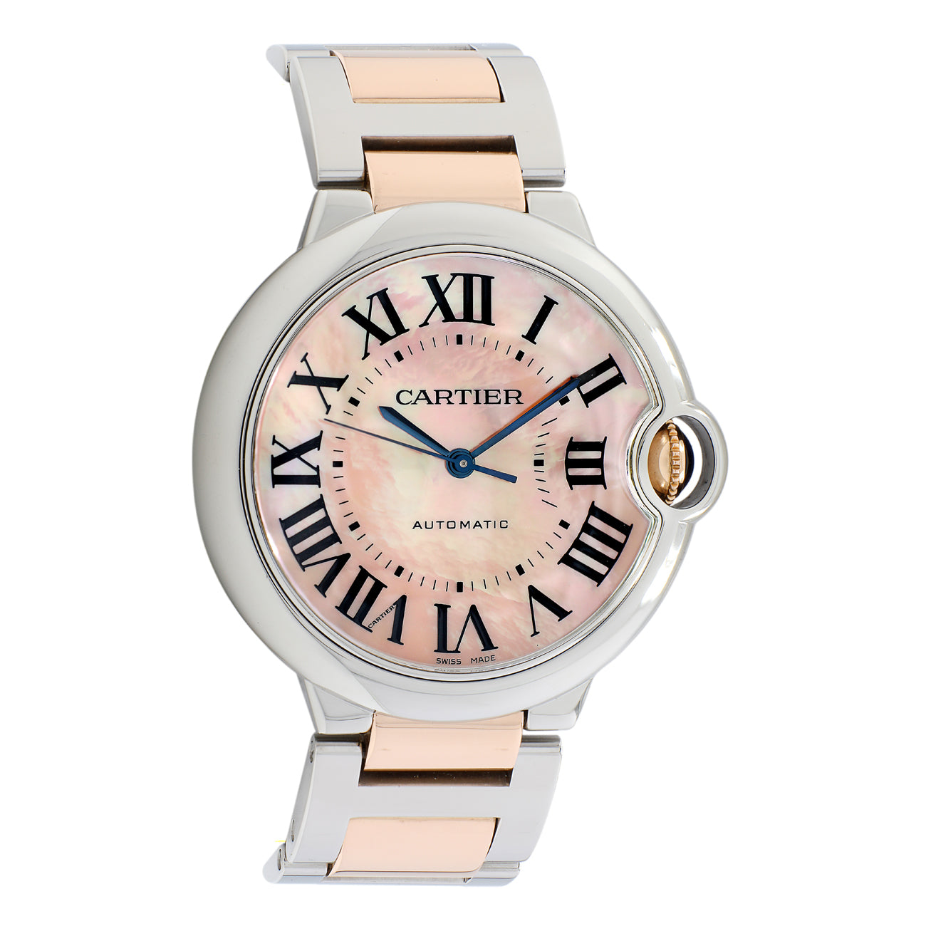 Exclusive Cartier Stainless Steel 18K Rose Gold Ballon Bleu 36mm W6920033 — Front View