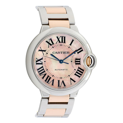 Exclusive Cartier Stainless Steel 18K Rose Gold Ballon Bleu 36mm W6920033 — Front View