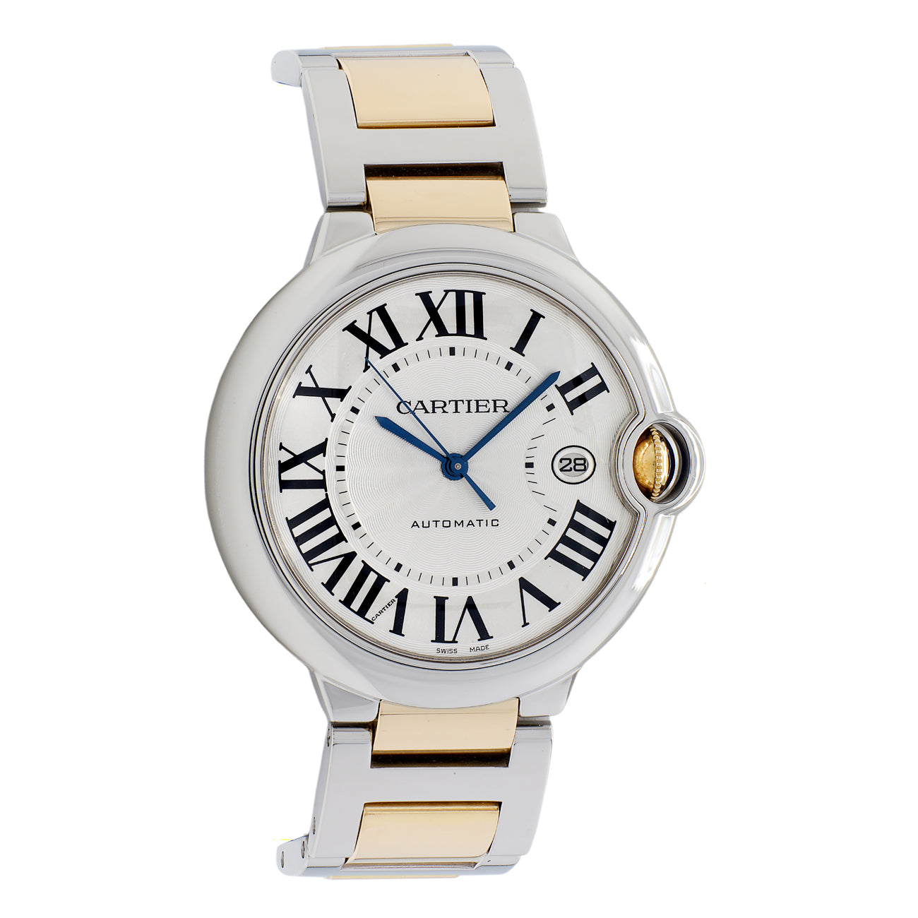 Exclusive Cartier Stainless Steel 18K Yellow Gold Ballon Bleu 42mm Automatic W69009Z3 — Front View
