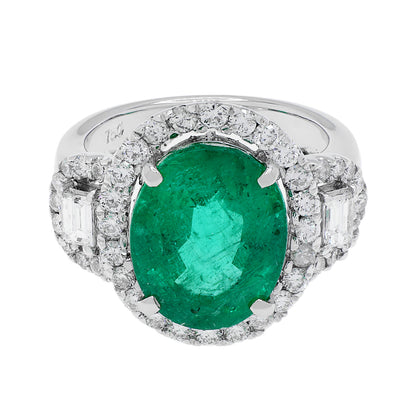 Exclusive 18K White Gold 5.88 Carat Emerald Ring — 4.0 — Front View