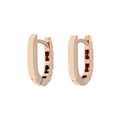 Exclusive 18K Rose Gold Diamond Huggie Earrings — Side View