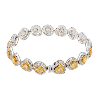 Exclusive 18K White Gold 6.76 Carat Fancy Yellow Diamond Bracelet — Side View