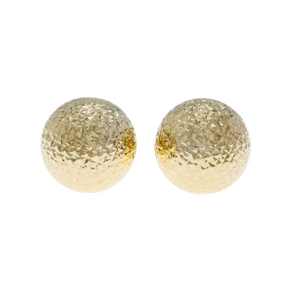 Exclusive 18K Yellow Gold Diamond Cut Ball Stud Earrings — Front View