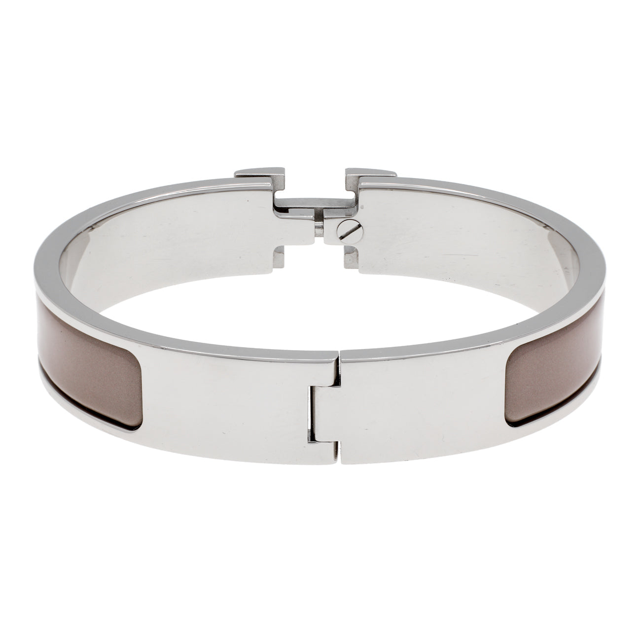 Exclusive Hermes Marron Glace Enamel Clic H Bracelet — Side View