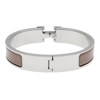 Exclusive Hermes Marron Glace Enamel Clic H Bracelet — Side View