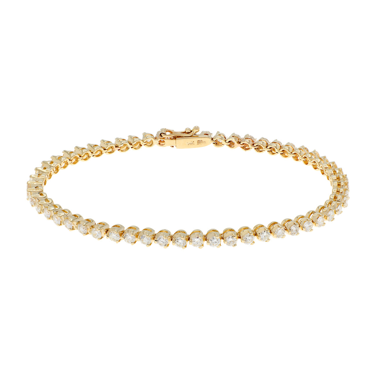 Exclusive 14K Yellow Gold 2.65 Carat Tennis Bracelet — Front View