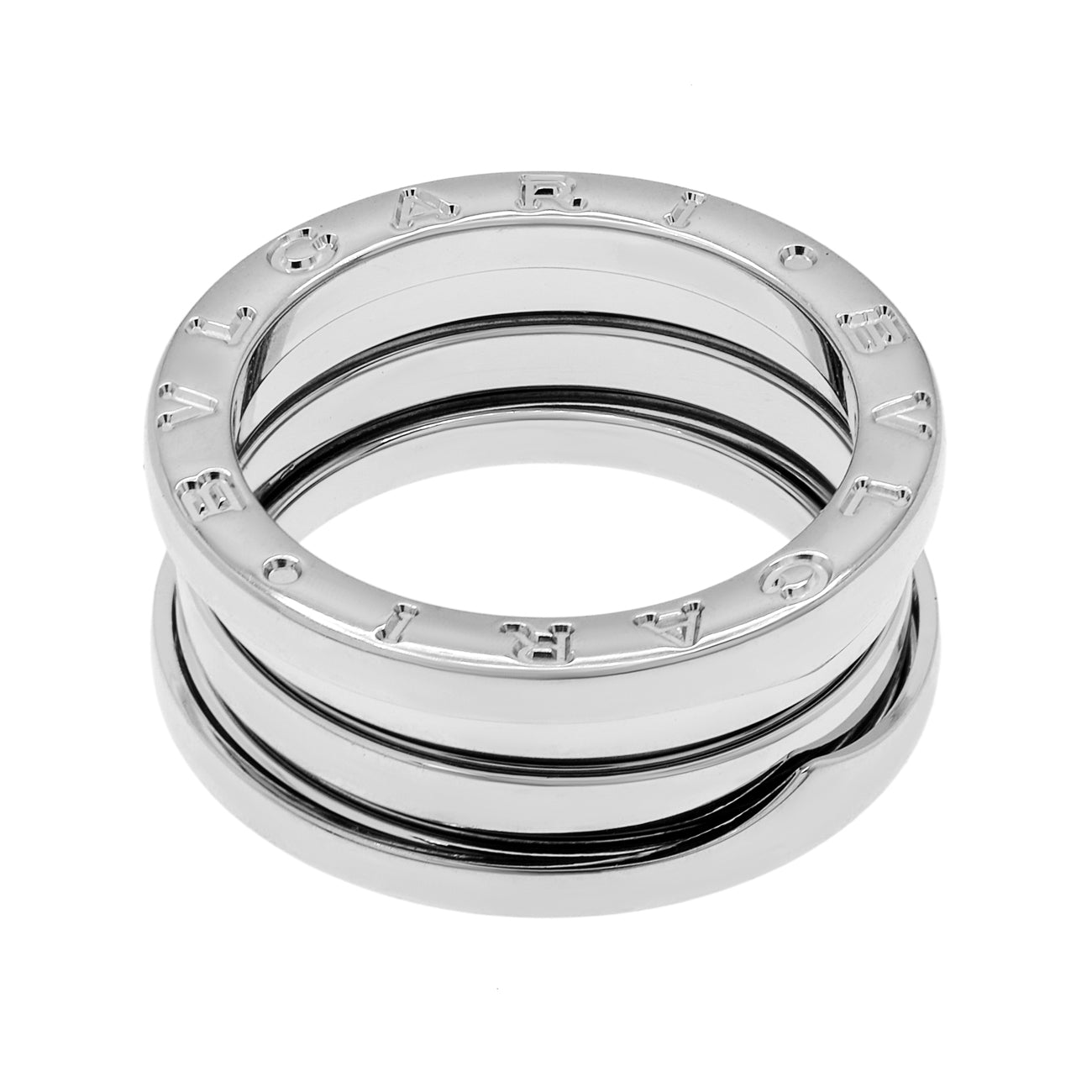 Exclusive Bulgari 18K White Gold B.zero1 Three-Band Ring — Side View
