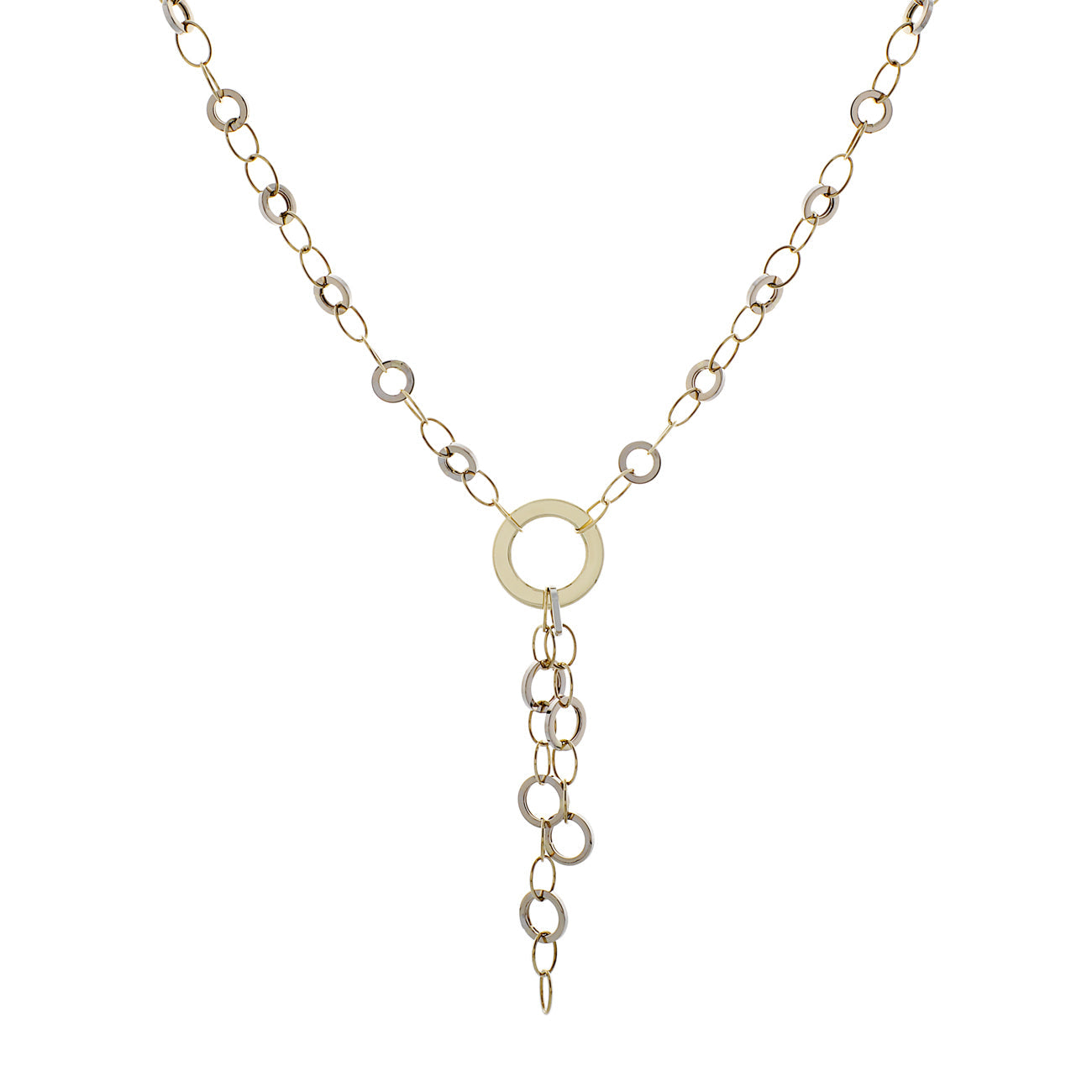Exclusive 10K Yellow/White Gold Lariat Necklace — Front View