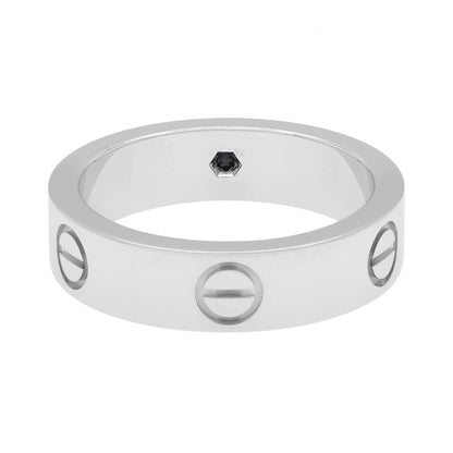 Exclusive Cartier 18K White Gold Sapphire Classic Love Ring — Side View
