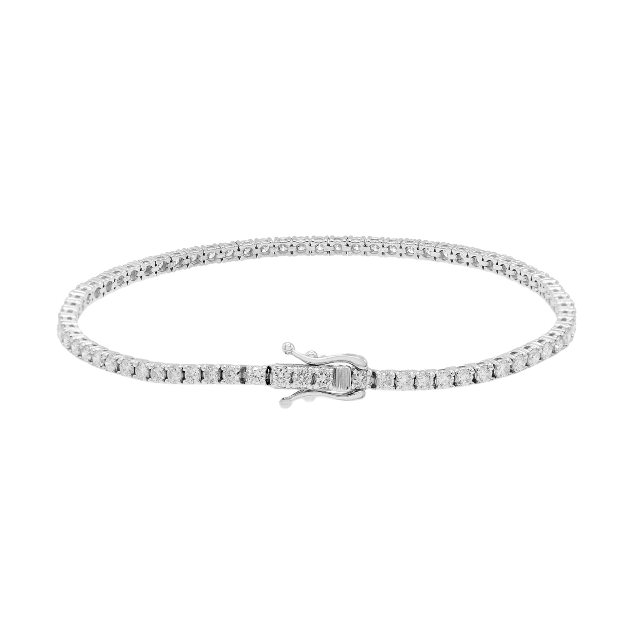 Exclusive 14K White Gold 2.80 Carat Diamond Tennis Bracelet — Side View