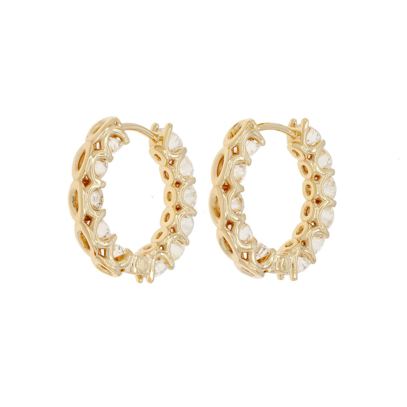 Exclusive 18K Yellow Gold 3.27 Carat Diamond Hoop Earrings — Side View
