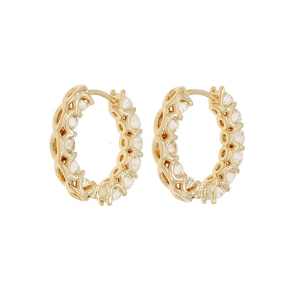 Exclusive 18K Yellow Gold 3.27 Carat Diamond Hoop Earrings — Side View