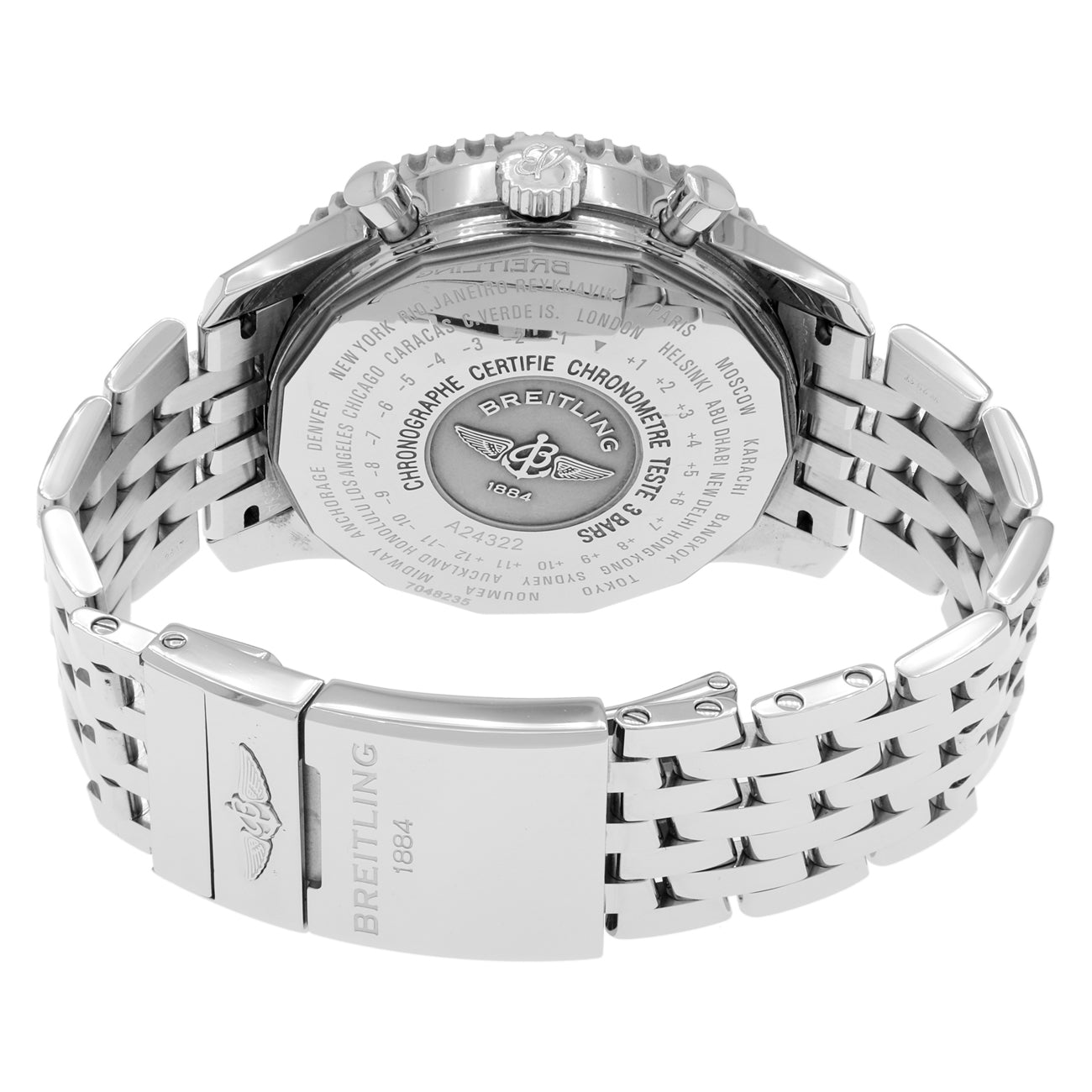 Exclusive Breitling Stainless Steel Navitimer World A2432212/B726 — Side View