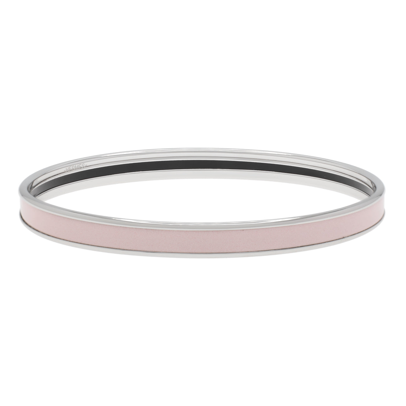 Exclusive Hermes Rose Candeur Enamel Uni Bangle — Side View