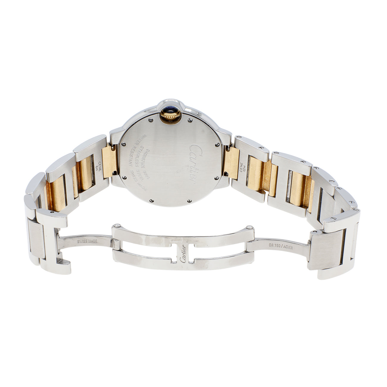 Exclusive Cartier Stainless Steel 18K Yellow Gold Ballon Bleu 36mm W69008Z3 — Top View