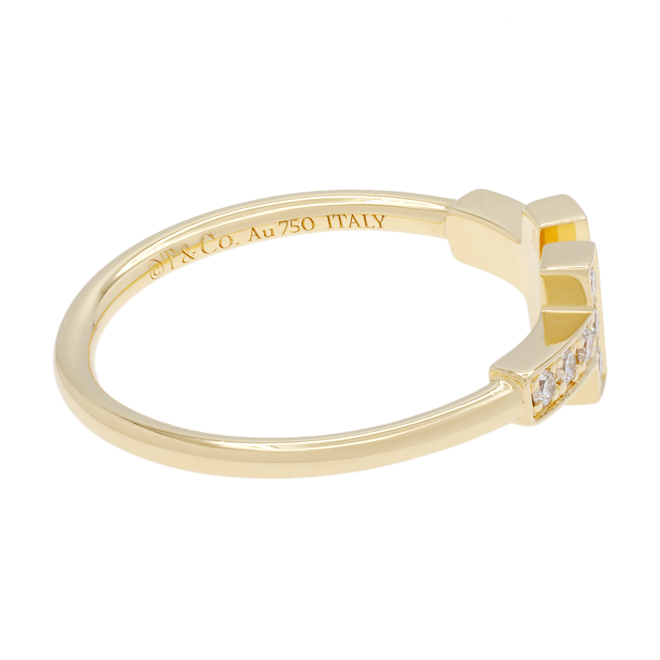 Exclusive Tiffany & Co. 18K Yellow Gold Diamond T Wire Ring — Side View