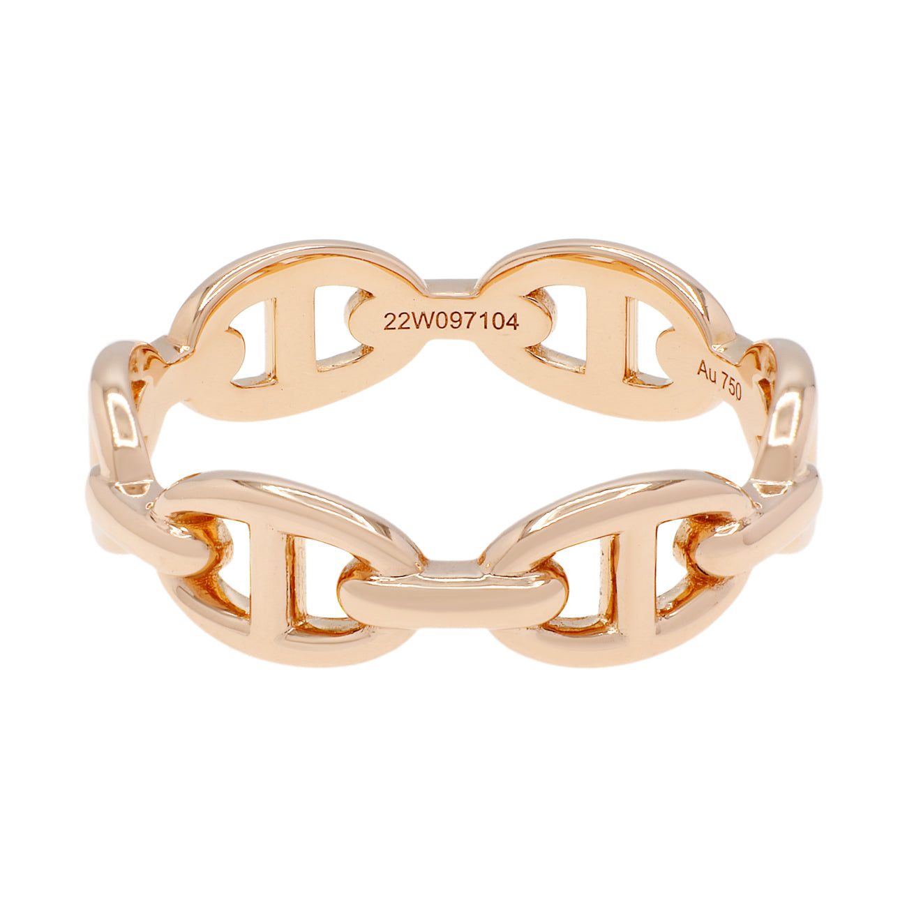 Exclusive Hermes 18K Rose Gold PM Chaine d'Ancre Enchainee Ring — Side View