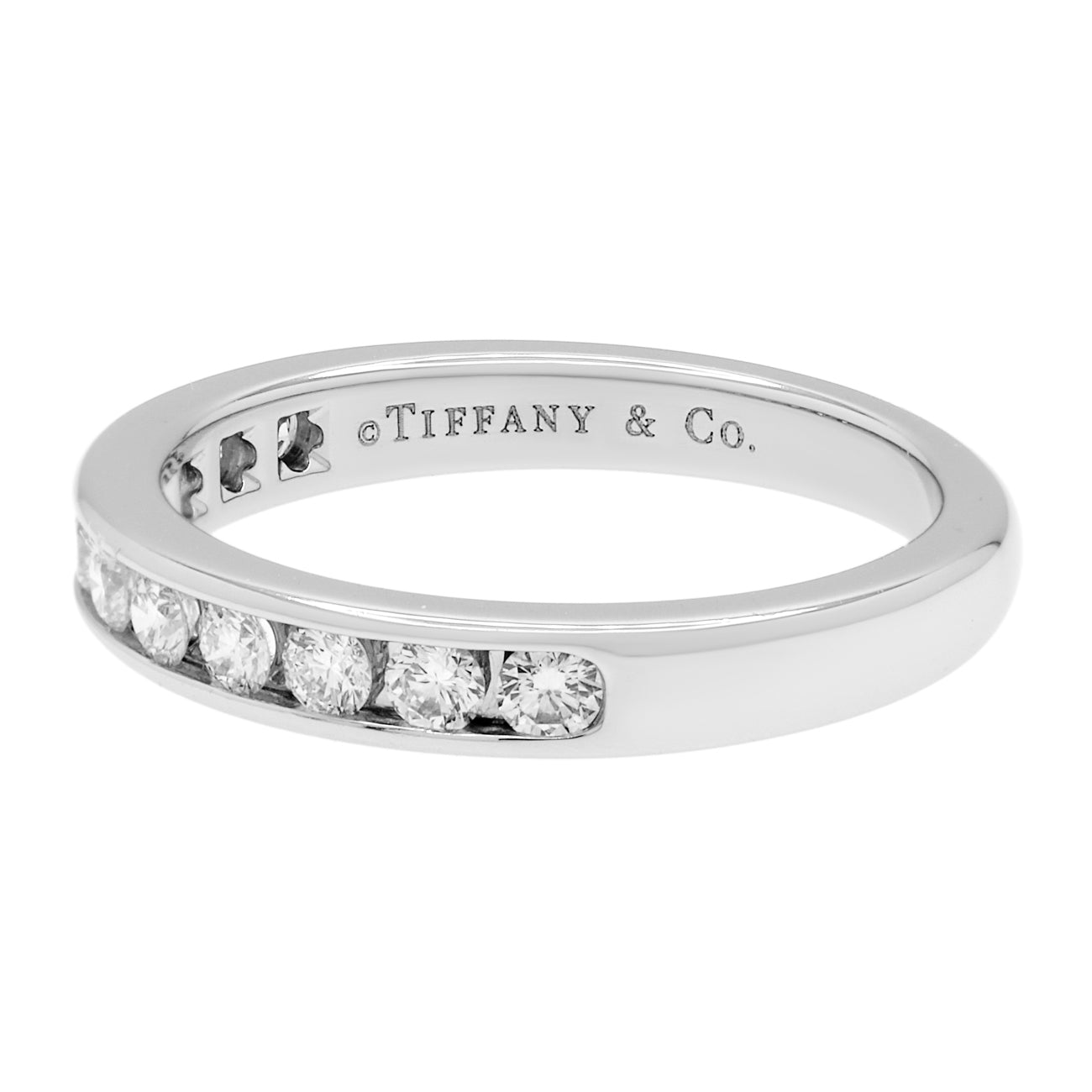 Exclusive Tiffany & Co. Platinum Diamond 3mm Half Circle Wedding Band — Side View