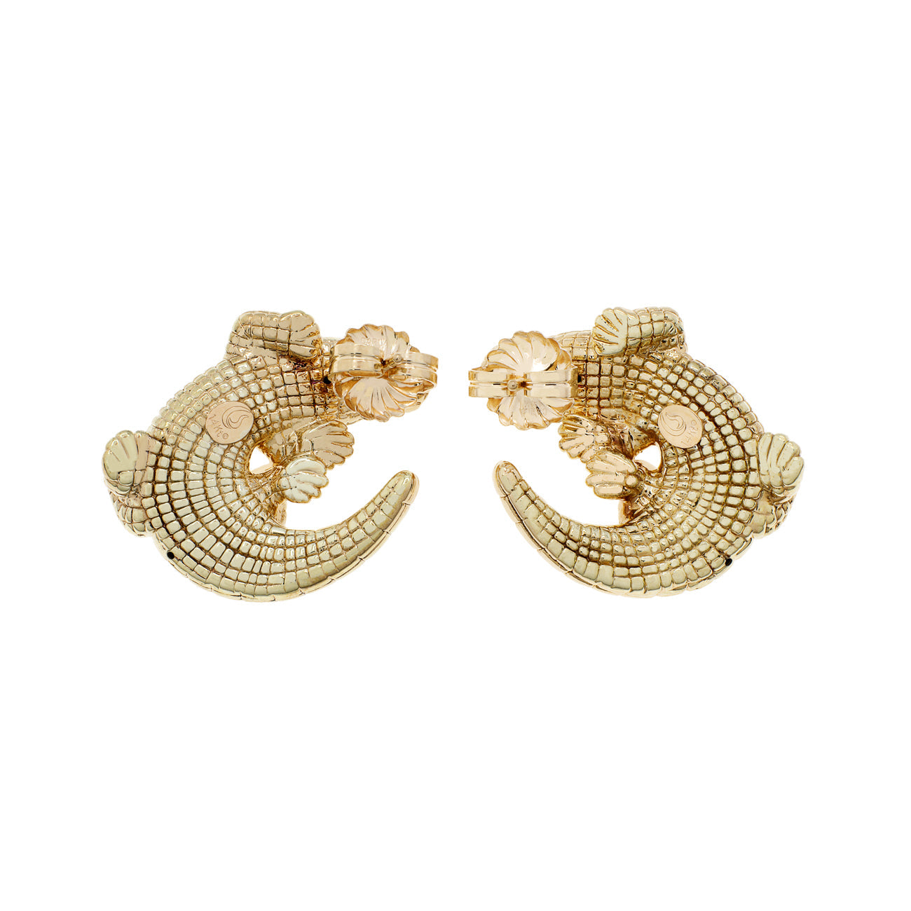 Exclusive 14K Yellow Gold Alligator Earrings — Side View
