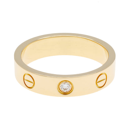Exclusive Cartier 18K Yellow Gold 1 Diamond Love Wedding Band — Front View